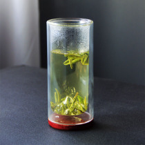 Japanese double-layer heat-resistant glass wooden bottom anti-hot Guanshan Cup does not hurt desktop water cup green tea cup business water Cup