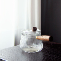 Heat-resistant glass cooking teapot small green mandarin special Japanese side handle bubble teapot solid wood handle with open fire heating