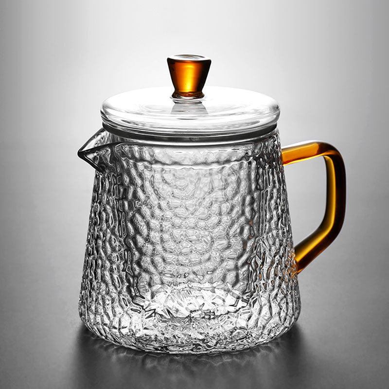 Hammer Thread Glass Small Teapot High Temperature Resistant Cooking Teapot Home Bubble Teapot Black Crystal Stove Burning Kettle With Filter Flower Teapot