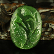 A port price natural Xinjiang and Tian Yubei jade Seiko engraving pendant pendant crane crane for a certificate of delivery