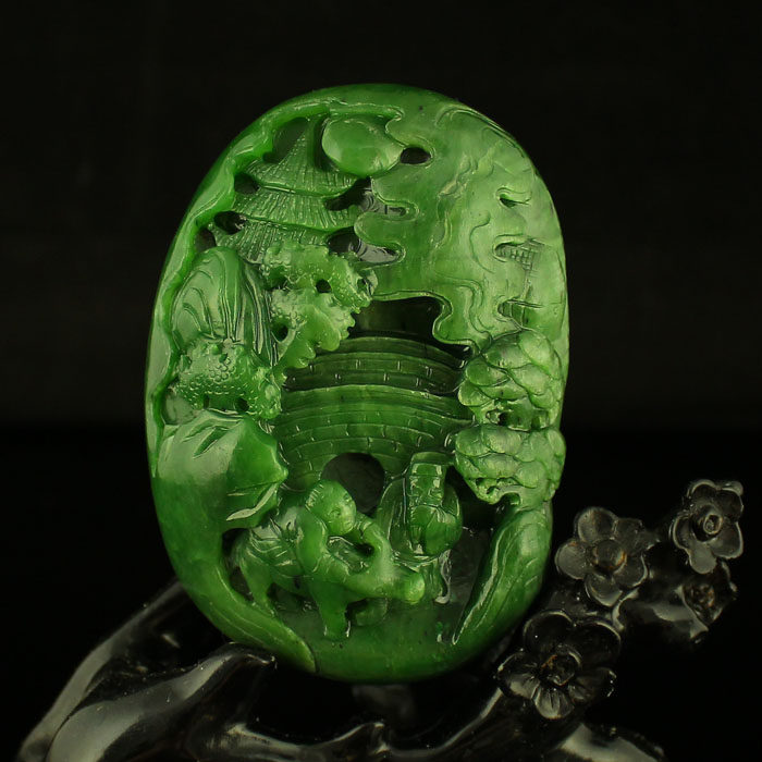 One-price natural Xinjiang Hetian jade jasper Seiko carving handle Panasonic cattle delivery certificate