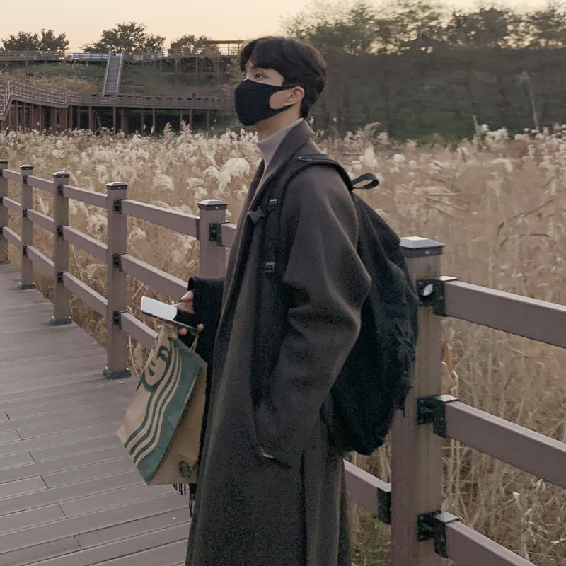 Bisher 2021 Winter new casual jacket trendy loose with lazy wind and Korean version of great coat coffee color?