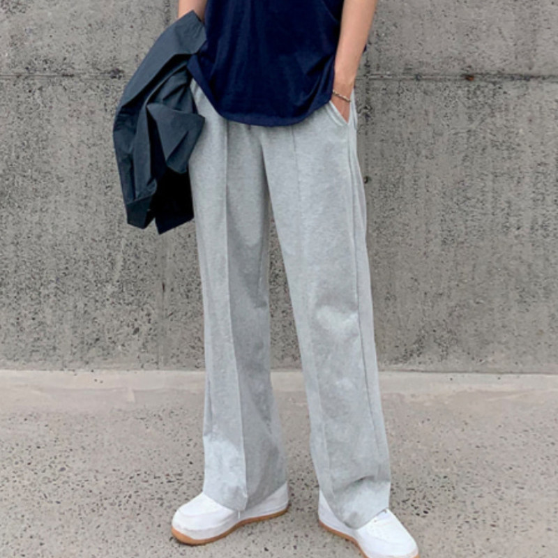 Korean version of casual large size sweatpants spring and autumn new wide-leg pants casual trend men's straight all-match sports pants gray