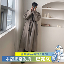 Bisoft Plaid Wind Jersey Male Korea East Gate Casual Inn Wind Over Knee New Coat Korean Version Trend Long