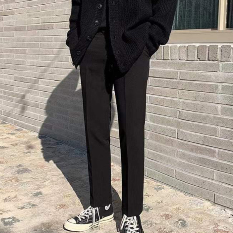 Bisoft new guys 90% casual narrow footed pants pure color Korean version 100 hitch tightness waist pituitary feel free of ironing Western pants microslings