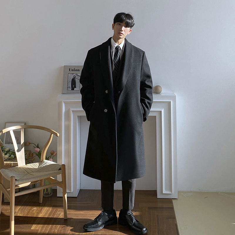 Handsome fashion windy windy winter suit collar business casual atmospheric wool Big Coat Men Cashmere Board Positive Coat