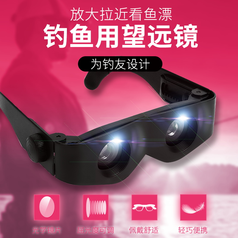 Bass fishing telescope 3x fishing glasses to see drift with brown filter Head mounted Hussar non-polarizing mirror