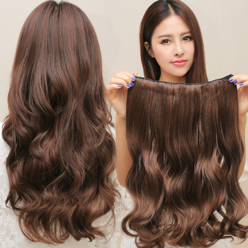 Long Curly Hair Simulation Wig Sheet Five Clip Roll Large Wave Invisible Sheet Long Hair Piece Wig Woman Without Mark to pick up the hair