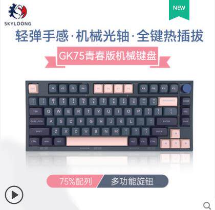 Skyloong GK75% Knob Lite Gasket Mechanical Keyboard USB Optical Axis PBT Game Cable