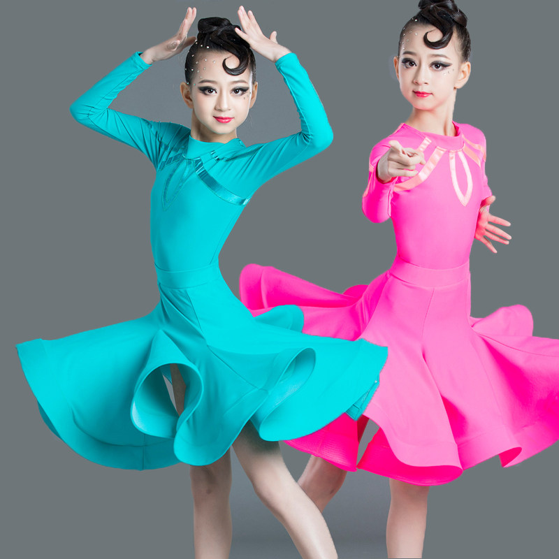 Lepose Latin Dance Dress Black Pool Rules Suit Young Children Dance Professional Practice Big Skirt Hem Competition Costume Performance