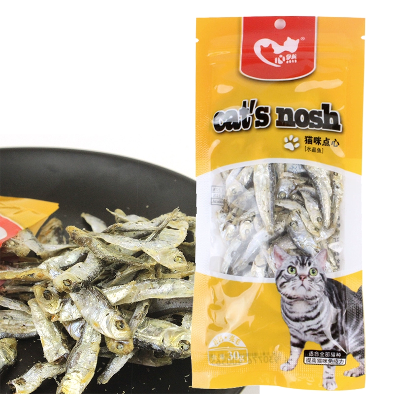 Snack cho mèo, cá khô, cá pha lê, thịt mèo dải, thịt cá không ướp muối 30g, snack cho mèo, tăng dinh dưỡng, mua 3 tặng 1 - Đồ ăn nhẹ cho mèo