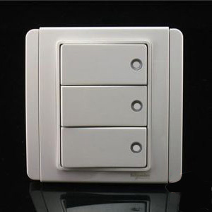 Schneider switch Qisheng switch socket E3000 triple single control switch with fluorescent lamp White (three open