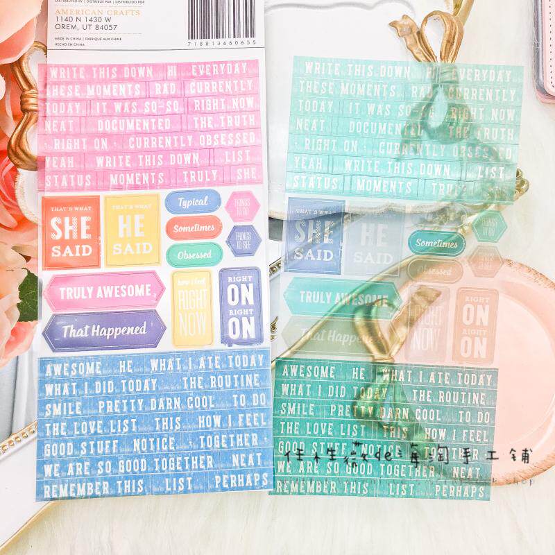 Spot American Crafts Import No Acid Ledger Decoration English Expressions Letter Stickers