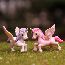 Couple Unicorn doll ornaments angel wings pony doll succulent plant flower pot cake decoration small ornaments