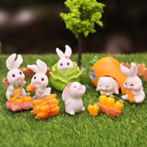 Cute Cartoon Animal Rabbit Paradise Micro Landscape Swing Piece Carob Rabbit House Cute Rabbit Gardening for Landscaping Decoration