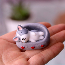 Sleeping dog ornaments Koji Husky sleeping puppy doll micro landscape fleshy potted desktop decorations