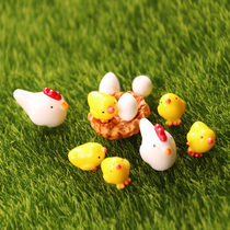 Small animal ornaments hen chicken coop chicken tortoise rabbit flower micro landscape multi-meat potted plant landscape decorations