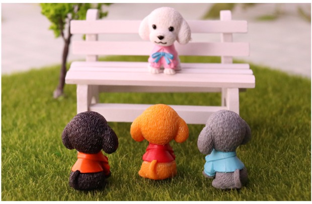 Chó trang trí siêu nhỏ dễ thương Teddy puppy búp bê bức tượng trang trí vi cảnh thịt trong chậu trang trí máy tính để bàn decor nhà