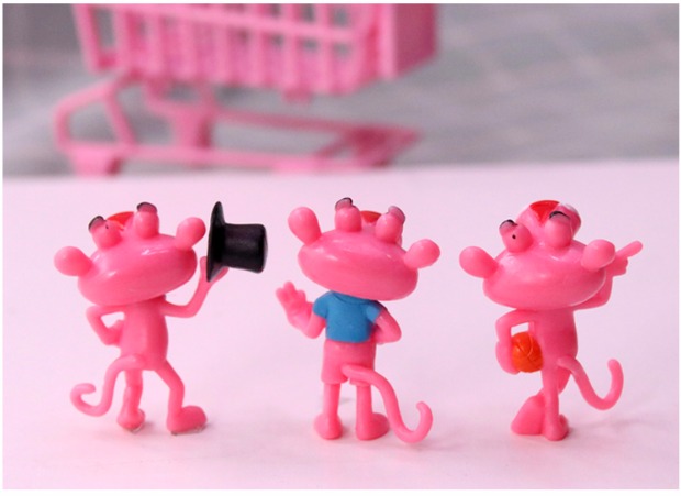 Pink Leopard Doll Blind Bag Blind Box Cartoon Cartoon Funny Pink nghịch ngợm Bánh Panther Trang trí Hộp quà tặng trang trí nhà bếp