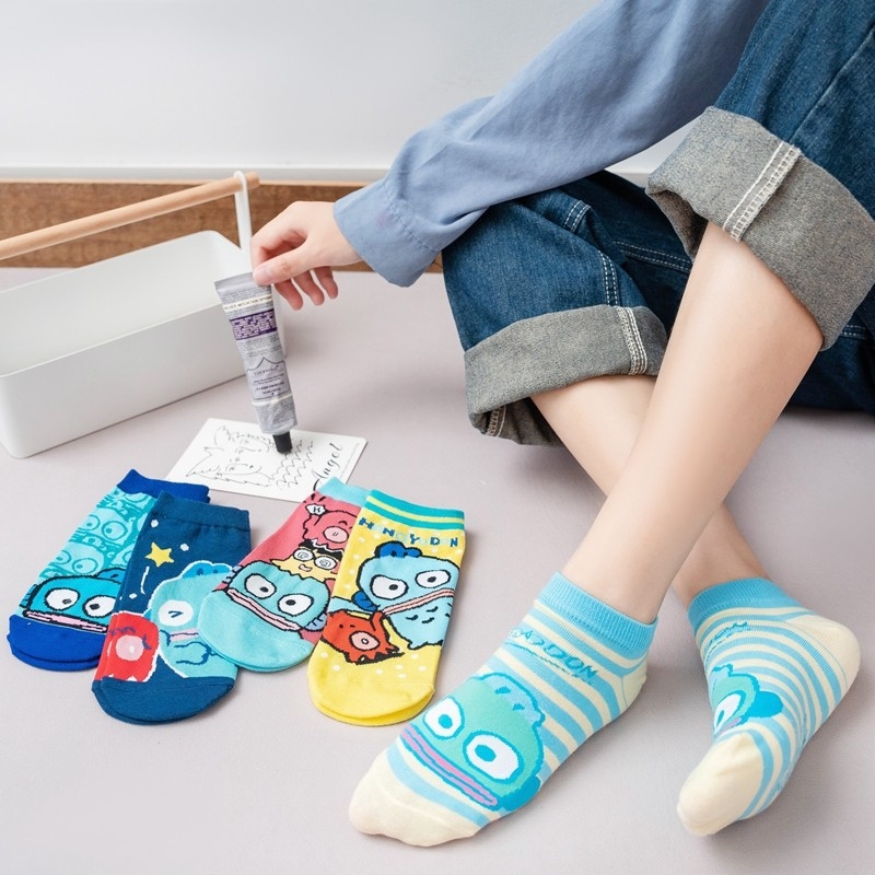 2026 Spring/Summer/Autumn Korean Version Cartoon Socks for Adults and Students, Cotton Short Socks with Big Mouth Cute Ugly Fish Design, Fun Unisex Ankle Socks