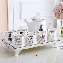 Simple tea set set household ceramic water set tea cup set Cup Nordic kettle Cup living room water Cup Cup Cup set