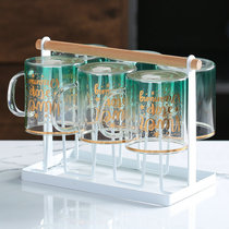 Glass home Cup ins water cup simple creative Nordic belt to make living room tea heat-resistant Tea Cup Set 6