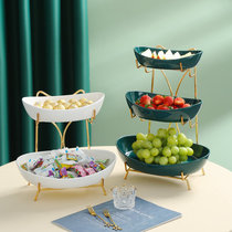 Fruit plate light luxury style household living room coffee table Net red ceramic dried fruit tea order Plate three layer creative fruit basket fruit basin I