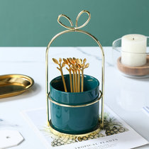 Simple creative cute fruit fork ceramic stainless steel European small luxury storage tank small fork fruit sign set