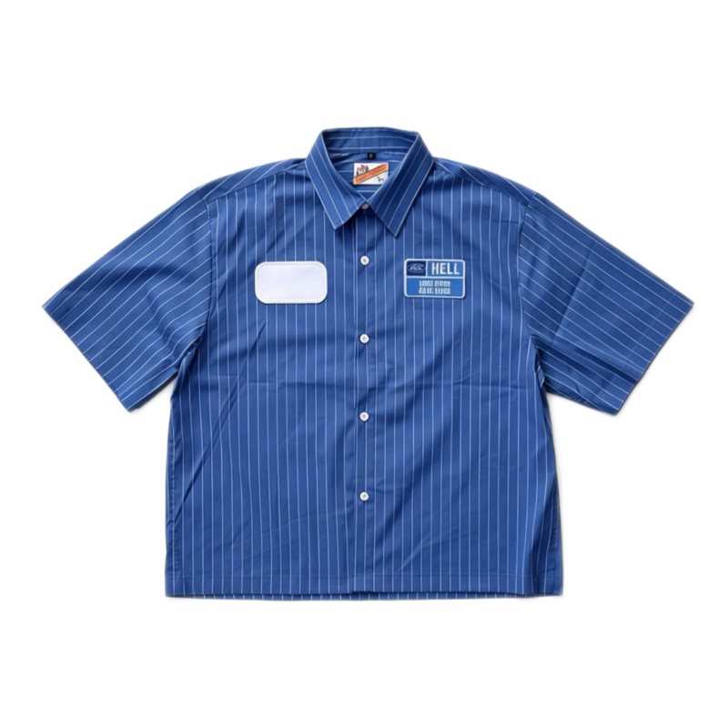 H-D Hell Is Real Parodies Ford, American Vintage Style Loose Striped Work Shirt