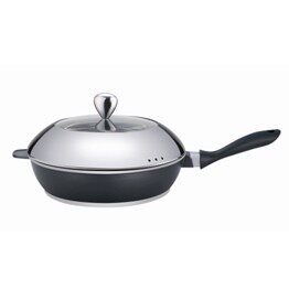 Foreign trade original single German Italian cast aluminum no fume non-stick pan deep frying pan frying pan with lid