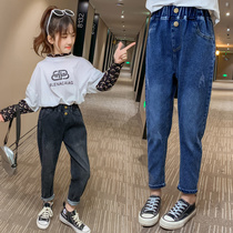 Girls cowboy long pants 2021 New Korean version 6 foreign style 7 spring and autumn 8 children 9 spring dress ten-year-old girl radish