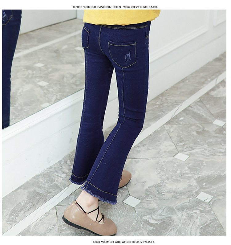 Quần bé gái denim quần ống loe 2018 quần áo mùa xuân và mùa thu mới quần jean ống rộng cho bé gái