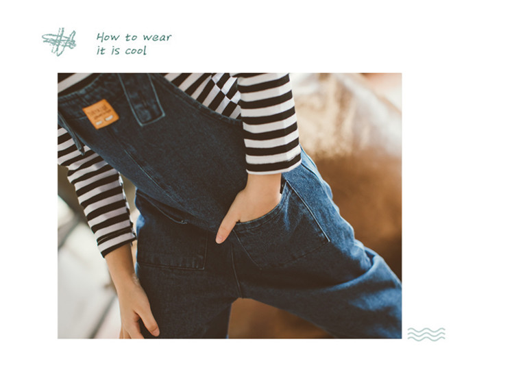 Quần yếm nữ denim 2018 mới mùa xuân và quần áo mùa thu Cô bé mười tuổi thủy triều lỏng lẻo 9 mùa thu 8 đại dương khí 7 set 6 quan ao tre em