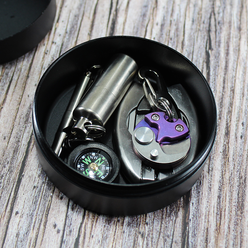Headphone storage box Aluminum alloy waterproof box Round sealed waterproof box EDC storage box can be customized pattern