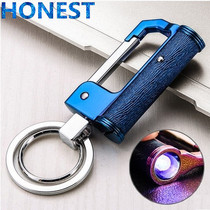 Korean version of the new mens waist hanging multifunctional metal with lamp lighting check keychain car key chain