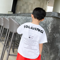 (Seven fold back) boys summer dress new short sleeves CUHK Scout childrens brief Alphabet Summer Print T