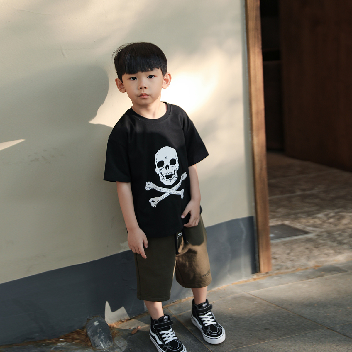 Bobo Swine Kids dress boy short sleeve t shirt summer dress new child loose collar half - sleeve coat