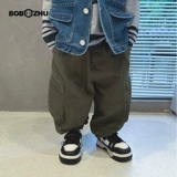 博博猪 Летняя одежда, осенние демисезонные детские штаны, в американском стиле