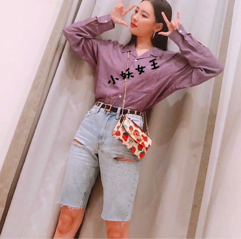 Vintage Washed Ksubi Ripped High-Waisted Denim Shorts Bermuda Shorts Same Style As宣美 for Women