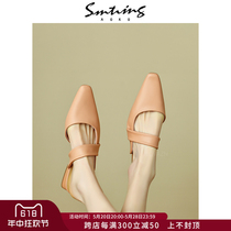 Japans ULOVAZN-こくさい馆 summer new pink flat bottom comfortable and simple one-legged toe drag for women