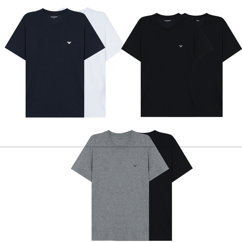 Sam Purchased Emporio Armani Em000391 Men's Round Neck Short-Sleeved T-Shirt in Two Colors: Black, White, and Gray Sam Purchased Emporio Armani Em000391 Men's Round Neck Short-Sleeved T-Shirt in Two Colors: Black, White, and Gray