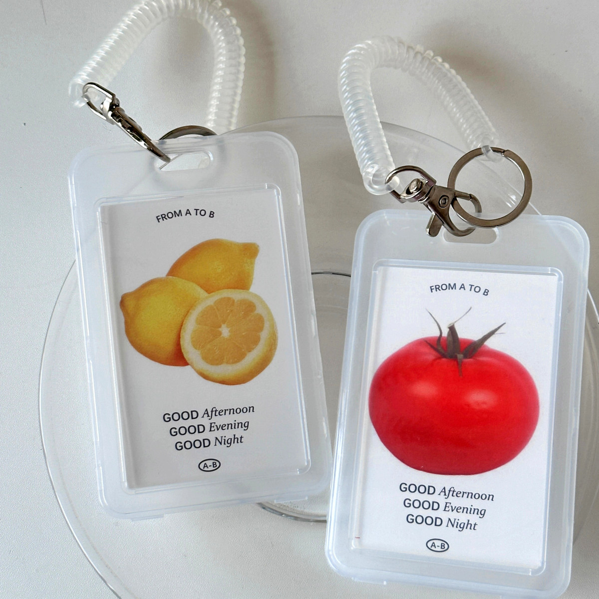 Instagram-style creative fruit card holder, bus access card, meal card, student keychain, work badge acrylic protector.
