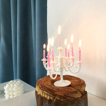 ins Korean style girl heart European princess birthday candle candle holder Pink candlelight dinner props shooting match