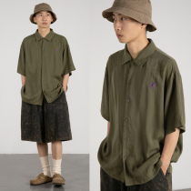 CryingCenter Purple Lizard Washed Wrinkled Textured Cotton Shirt CryingCenter