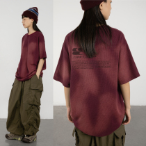 CryingCenter Waffle Print Tie-Dye Short Sleeve Loose T-Shirt Metallic Mineral Colors Crying Center