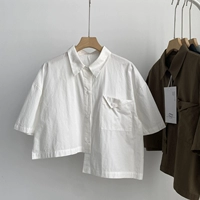 Летняя небольшая дизайнерская короткая рубашка, оверсайз, по фигуре, тренд сезона