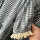 Синее цветное летнее платье, длинная юбка, свободный крой, короткий рукав, средней длины