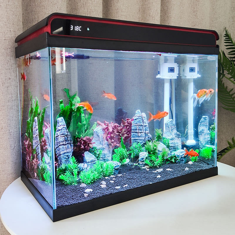 Senson Aquarium Fish Bowl Right Angle Ultra-White Glass Desktop Smart Ecological Fish Cylinder