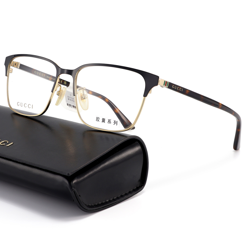 Gucci Professional Eyeglass Frame Gg0756Oa Square Alloy Frame Can Be Equipped with Blue Light Blocking Lenses, Unisex