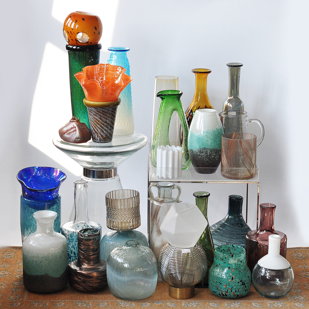 Research and planting space] Export Nordic stained glass handmade vase home decoration flower arrangement ins